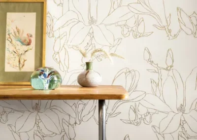 Papier peint floral beige